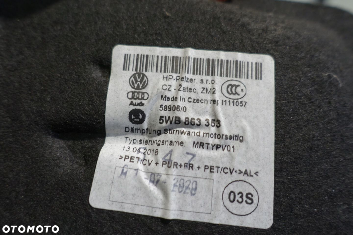 VW GOLF VIII 8 WYGŁUSZENIE ŚCIANY GRODZIOWEJ KOMORY SILNIKA SKODA OCTAVIA 4 - 3