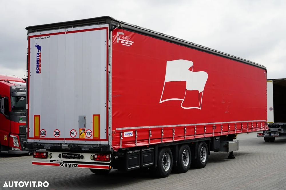 Schmitz Cargobull CORTINĂ / MEGA / PLATĂ JOSĂ / CAMION DIN OȚEL - 9 M / ACOPERIȘ CULISANT / AXĂ CULISANTĂ - 7