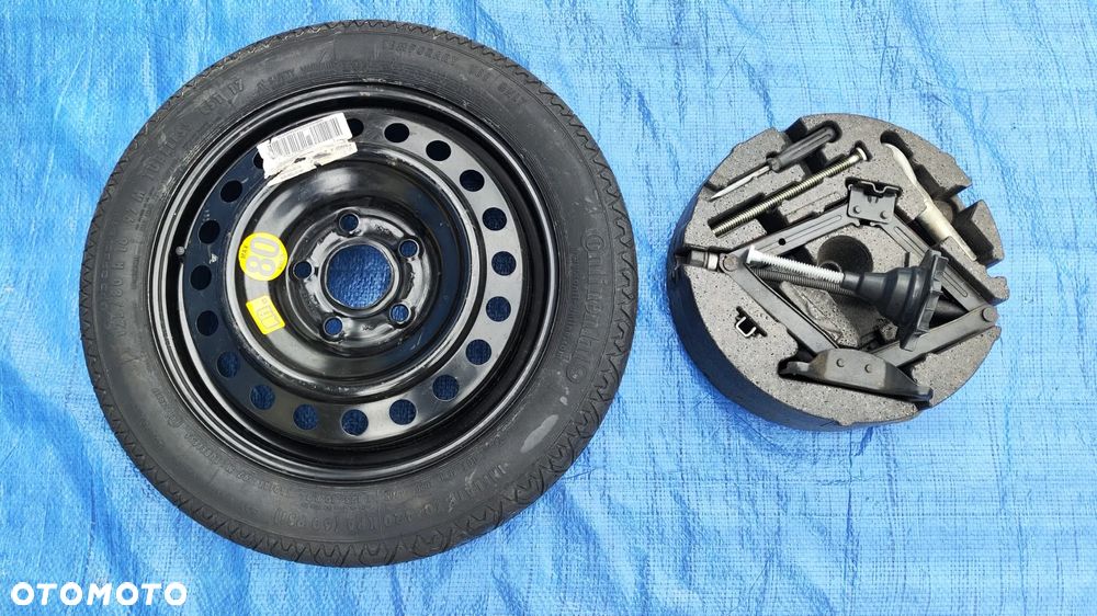 KOŁO DOJAZDOWE T125/80R16 125 80 16 ZESTAW NAPRAWCZY LEWAREK KLUCZ DO KÓŁ HAK UCHO HOLOWNICZE KOMPLET JAK NOWY ORYGINAŁ OPEL INSIGNIA A - 1