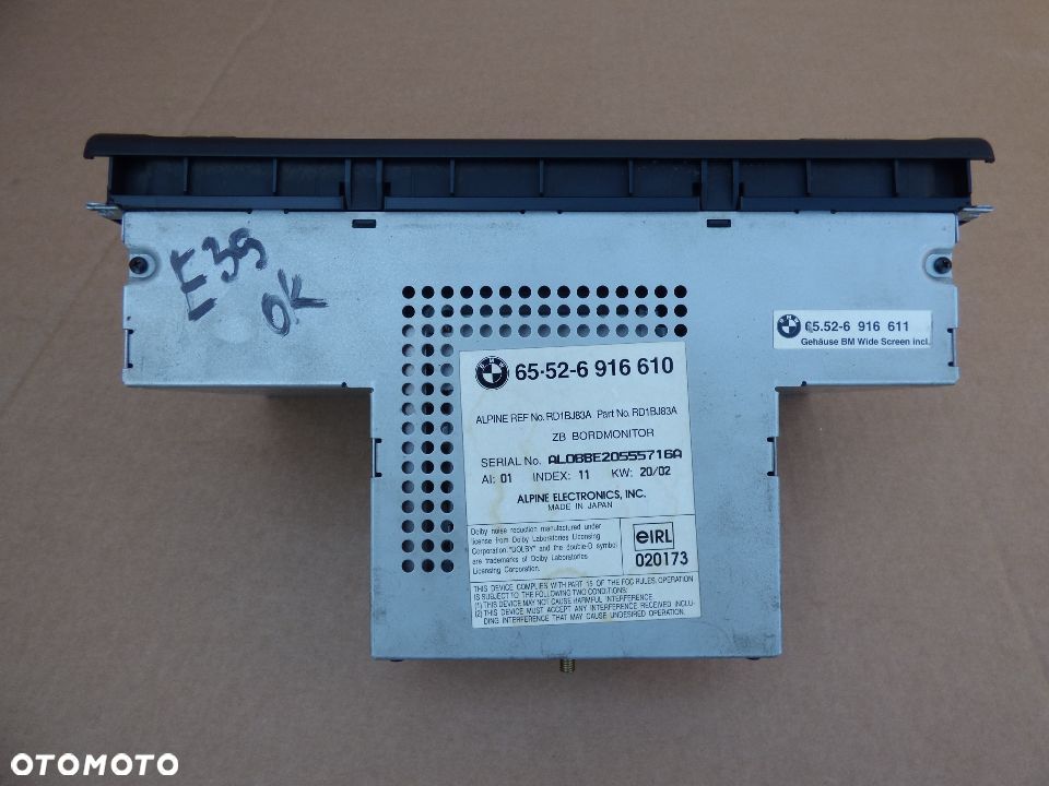 BMW E39 NAWIGACJA EKRAN 6934412  6913387 6916610 - 9