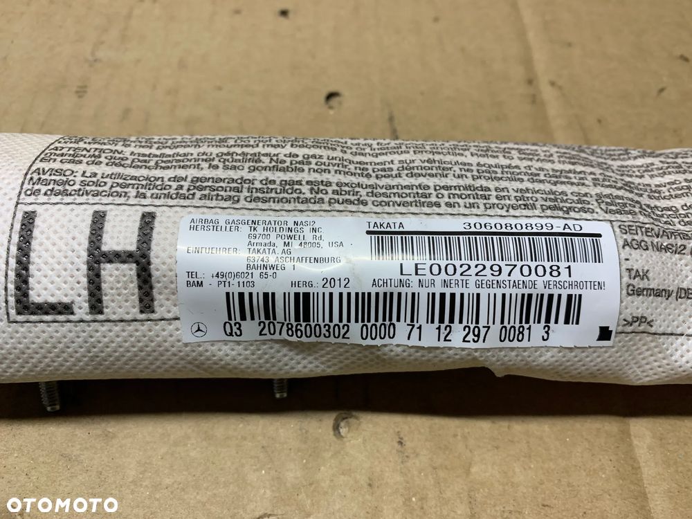 Poduszka fotela kierowcy AIRBAG SRS Mercedes W207 2078600302 - 3