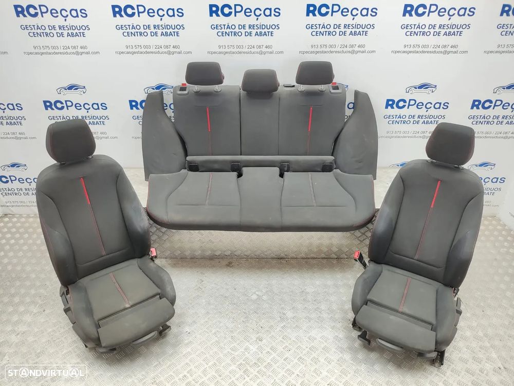 Conjunto Bancos em Tecido BMW Serie 1 F20 Pack M Eletricos Costura Vermelha 2012 a 2019 - 9