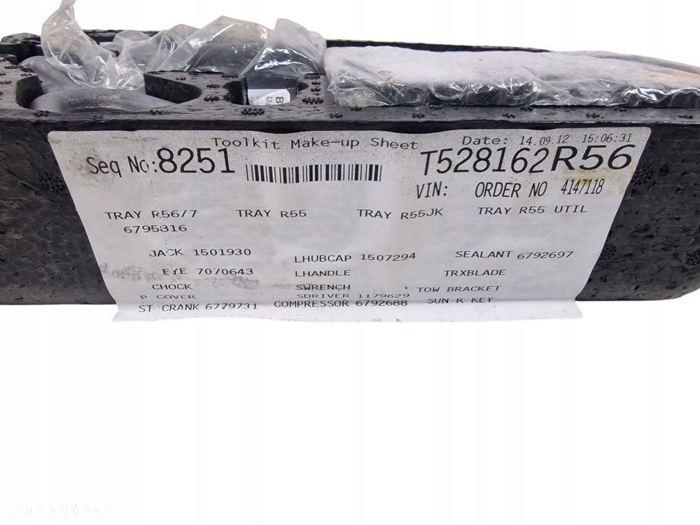 BMW 6972686 MINI R60 KOMPRESOR ZESTAW NAPRAWCZY KOŁA STYROPIAN HAK LEWAREK - 4