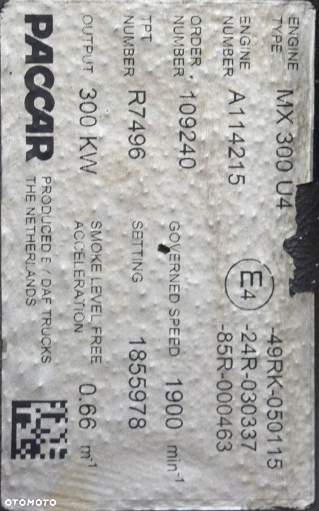 KOMPLETNY SILNIK EURO 5 DAF 460 KM 105 XF EEV 2012 - 11