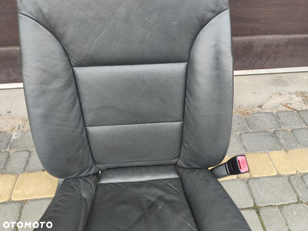 BMW E60 E61 Fotel prawy pasażera Skórzany Grzany Czarny - 4