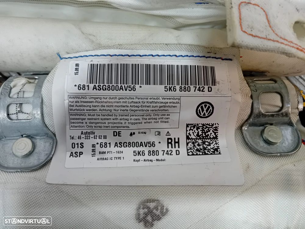 Cortina Cortinas de Airbag VW Golf 6 VI 5K6880742 5K6880741 Original - 4