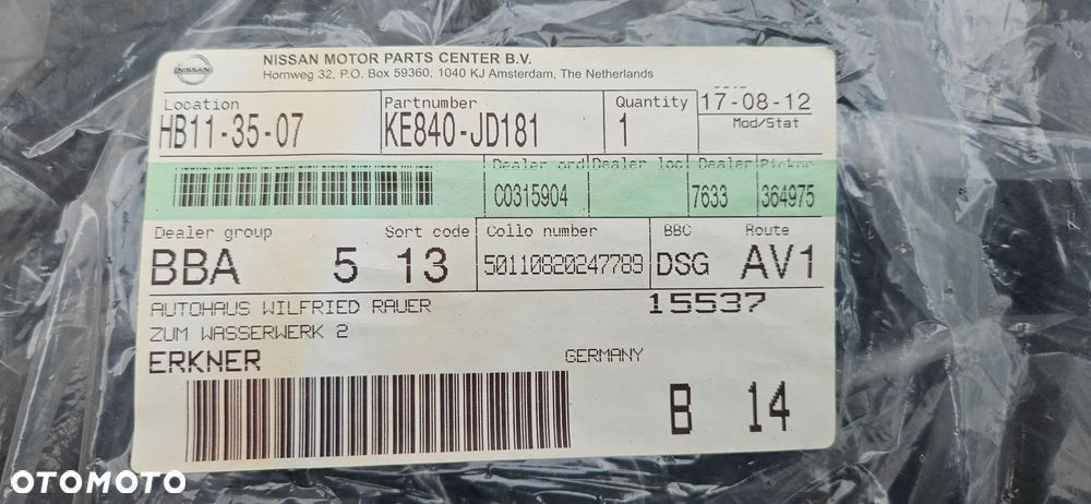 Nissan QASHQAI 2006-2010 Nissan QASHQAI+2 2010-2013  MATA WYKŁADZINA BAGAŻNIKA ORYGINAŁ  nowa KE840-JD181 - 9