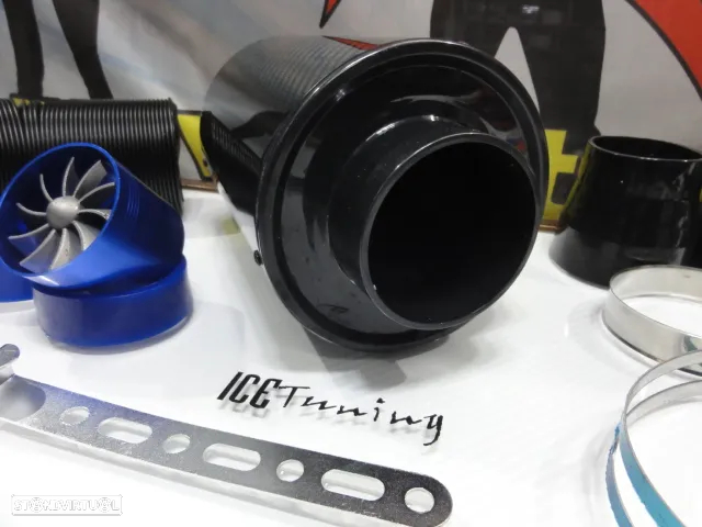 Filtro de ar universal em carbono verdadeiro estilo BMC + ventoinha + tubo flexivel - 5