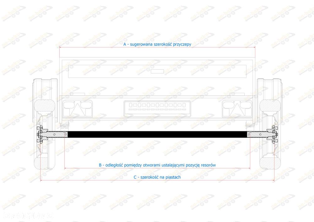 Oś sztywna pod resory 1540mm 1000kg piasty 4x100, 5x112 , zamiennik Knott [NA HAKU] - 4