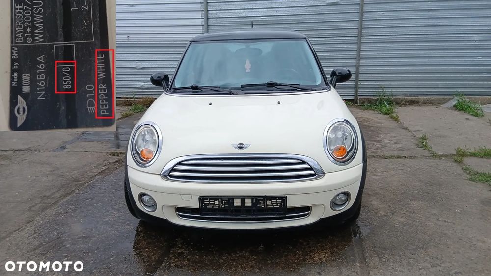 Tylko części Mini cooper r56 1.6 16V 122km 88kw 06r–10r lakier 850/0 pepper white - 1