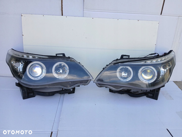 BMW 5 E60 E61 BLACK ANGEL EYE lampa lewa prawa przód Europa LH-HU359