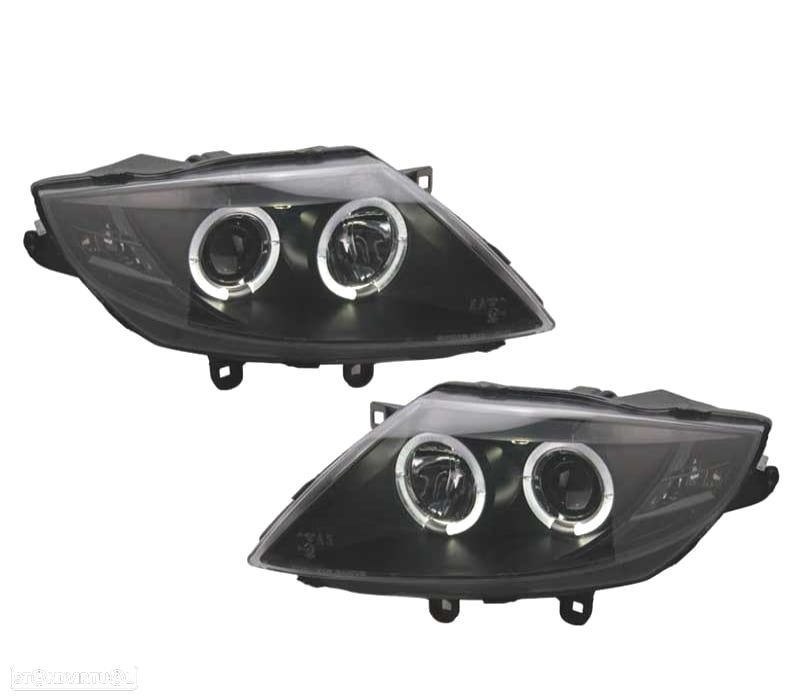 FARÓIS BMW Z4 E85 03-09 OLHOS DE ANJO FUNDO PRETO - 1