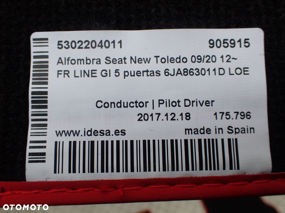 DYWANIKI SEAT TOLEDO IV 6JA863011D RADOM - 4