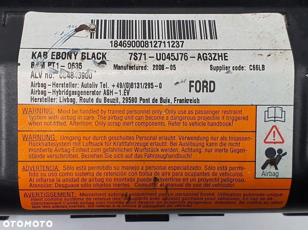 PODUSZKA AIRBAG KOLANOWA FORD MONDEO MK4 7S71-U045J76-AG - 5