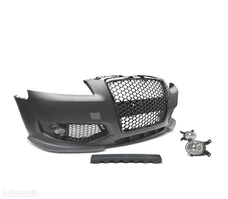 PÁRA-CHOQUES FRONTAL + FARÓIS NEVOEIRO AUDI A3 8P 04-08 PRETO LOOK RS3 - 1