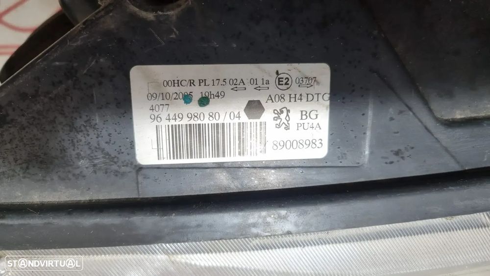 Ótica Farol Frente Frontal Direita Peugeot 1007 2005 9644998080 Original - 4