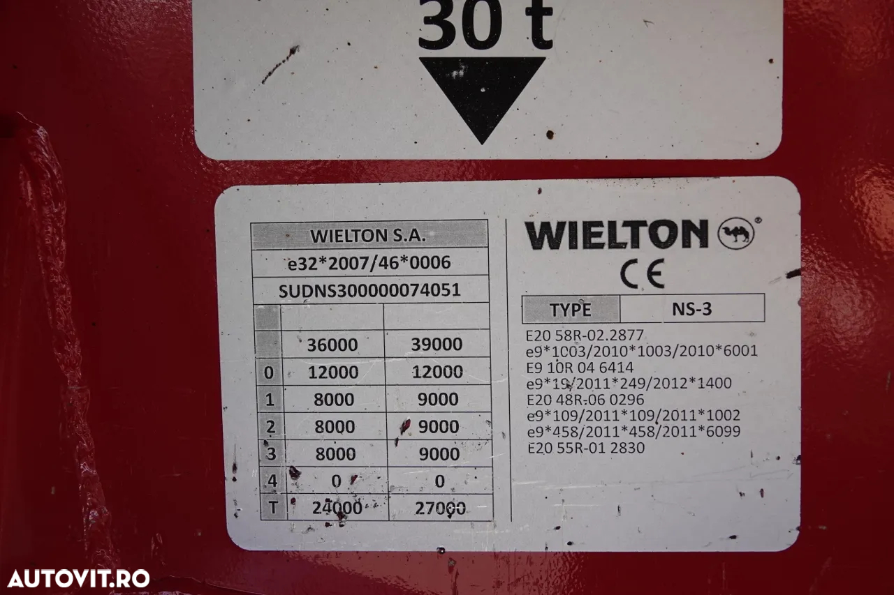 Wielton MEGA CORTINA / MANȘĂ DE OȚEL - 9 M / AXIE DE RIFAT / SAF/ COILMULDA / LOW DECK / 2019R - 26