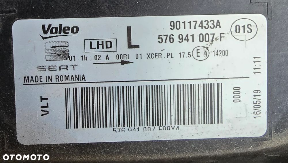 SEAT ATECA SEAT LIGHTING FULL LED LAMPA LEWA PRZEDNIA PRZÓD 576941007F  EU - 9