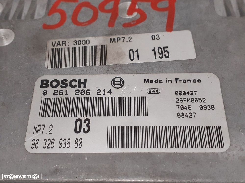 CENTRALINA MOTOR UCE PEUGEOT 306 2000 -0261206214 - 3