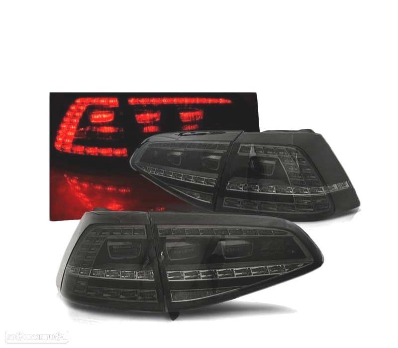 FAROLINS TRASEIROS LED PARA VOLKSWAGEN VW GOLF 7 12-17 LOOK GTI FUMADOS ESCURECIDOS E6 FUNDO PRETO - 1