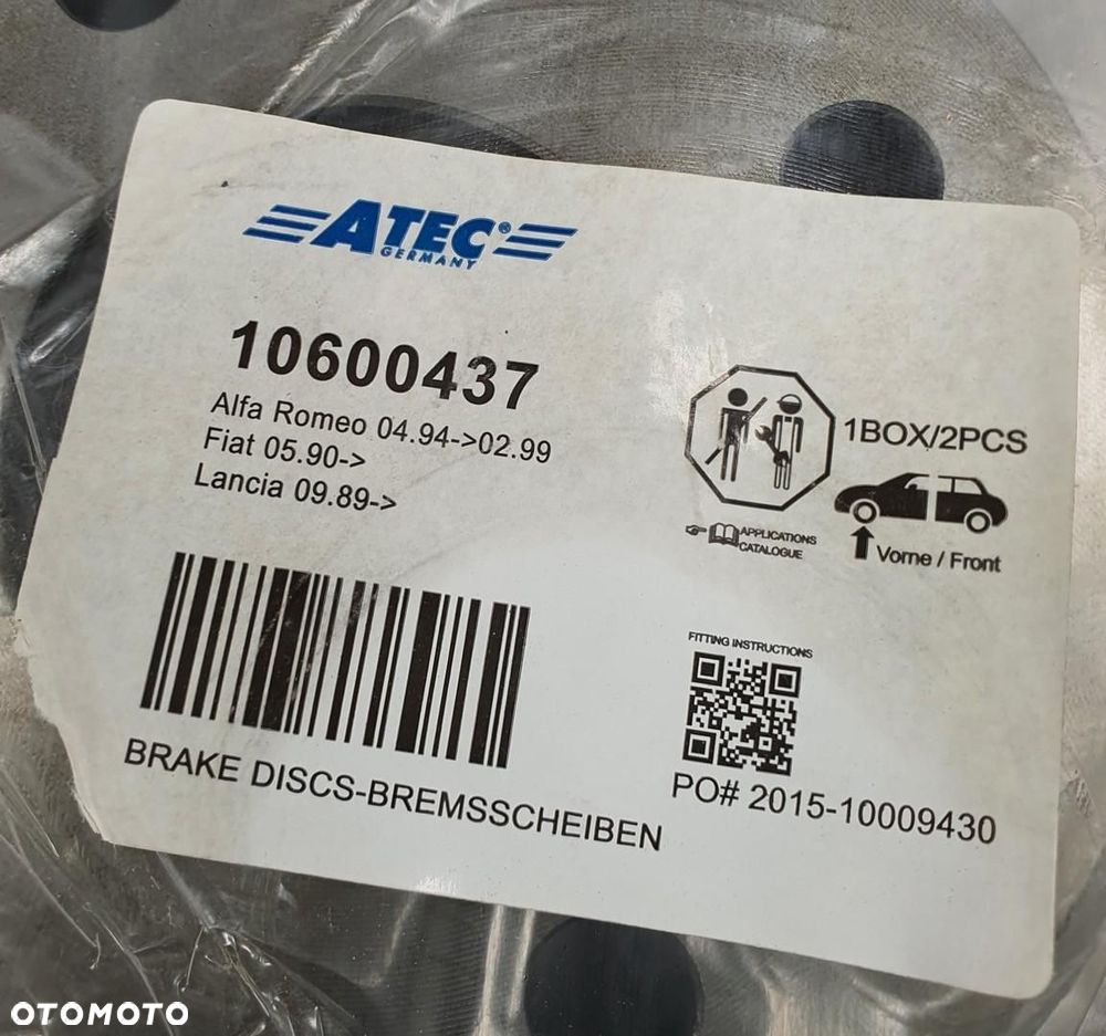 TARCZE HAMULCOWE PRZÓD PRZEDNIE ATEC FIAT PUNTO II 1.2 16V 10600437 - 2