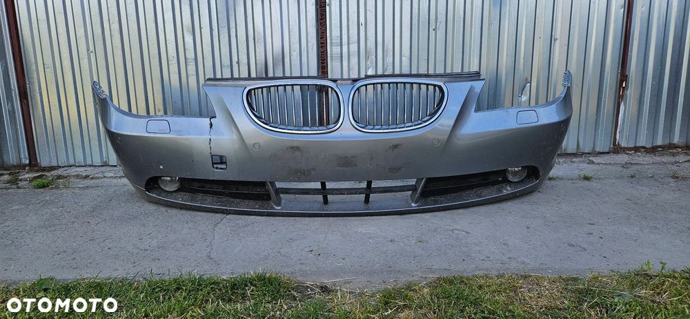 BMW 5 E60 E61 2003-2007 Kompletny zderzak przód Zderzak przedni pod czujniki parkowania PDC XENON spryskiwacze  KOLOR Silbergrau - 1