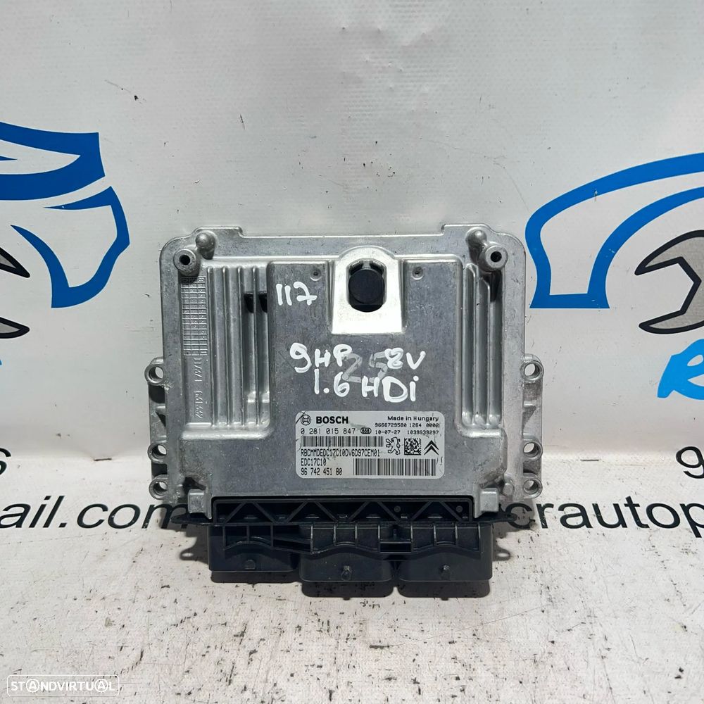 .Centralina Motor Bosch PSA Peugeot Citroen DS 9hp 8v 92cv 0 281 015 847 / 96 742 451 80 - 1