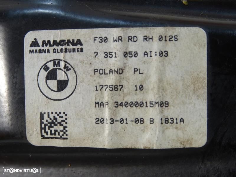 Elevador De Vidro Trás Direito Bmw 3 (F30, F80)  7351050 / 17756710 / - 4