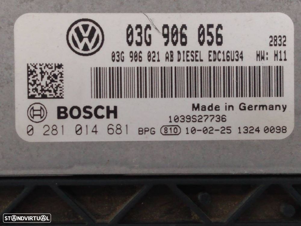 CENTRALINA MOTOR UCE VOLKSWAGEN TOURAN 2010 -03G906056 - 2