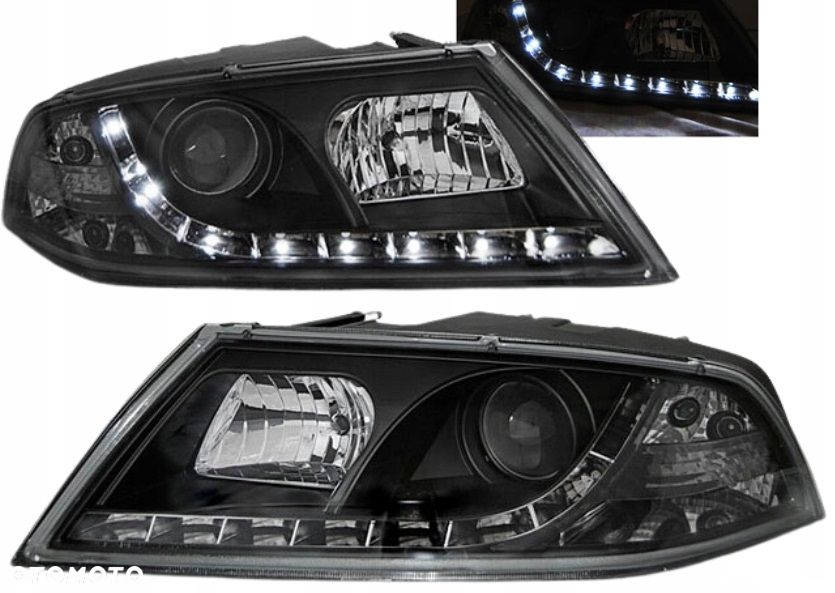Reflektor Lampa kpl Diody Soczewka Black Czarne Skoda Octavia II 2 1z 2004- - 3