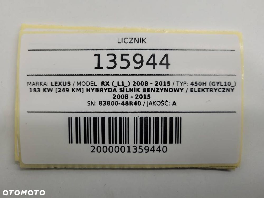 LICZNIK ZEGARY LEXUS RX 450H III EU 83800-48R40 - 11