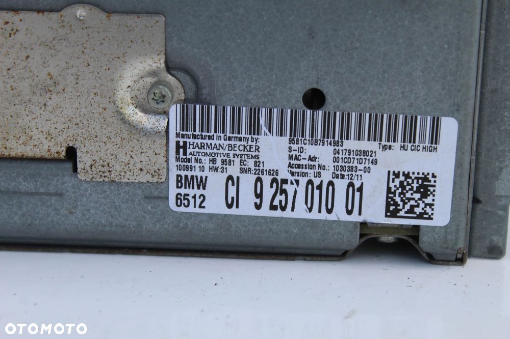 RADIO CZYTNIK NAWIGACJI NAVI BMW F01 F10 9257010 - 2