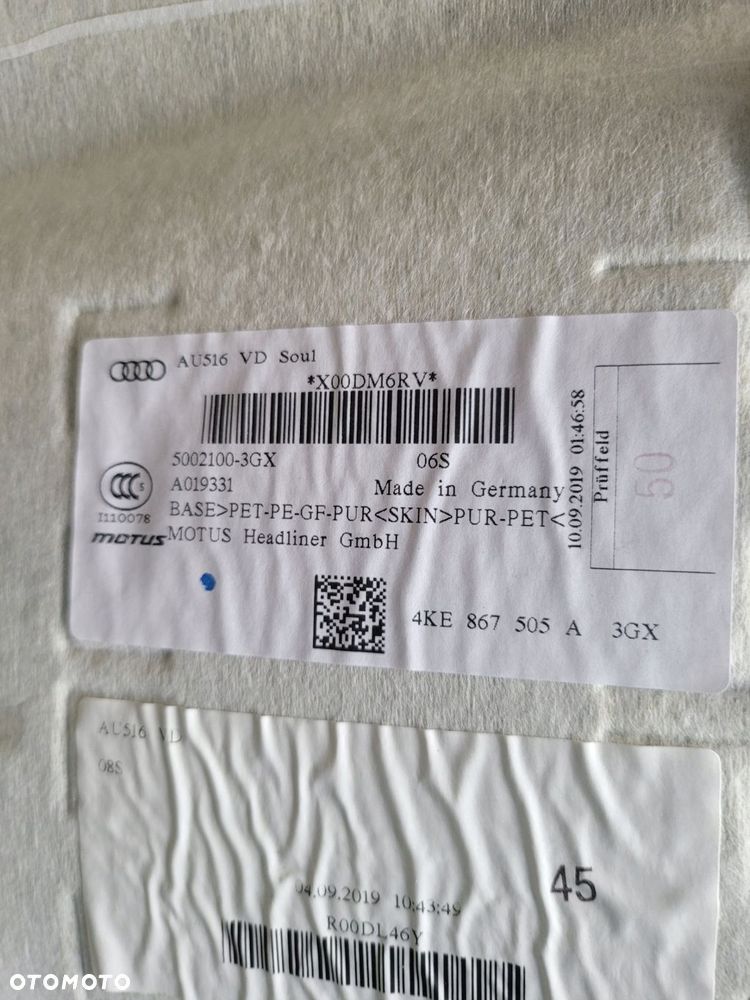 podsufitka audi e-tron 4ke867505a 3gx czarna soul - 2
