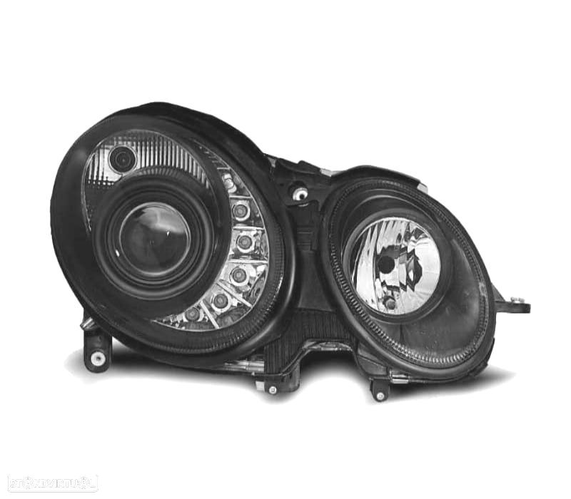 FARÓIS MERCEDES W211 06-09 LUZ DIURNA FUNDO NEGRO - 2