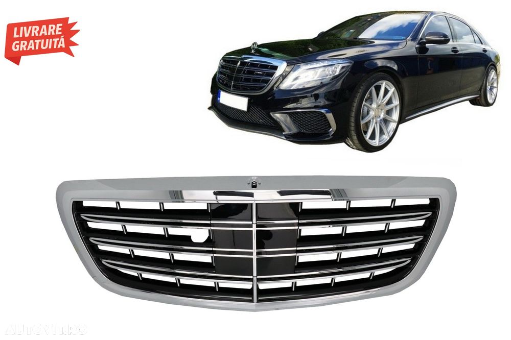 Grila Centrala Mercedes S-Class W222 (2014-2020) S63 S65 Design Crom- livrare gratuita - 7