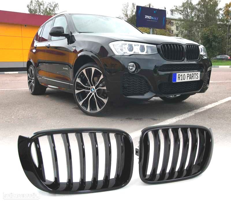 GRELHA BMW X3 F25 LCI 14-18 X4 F26 14- LOOK M PERFORMANCE PRETO BRILHANTE - 3