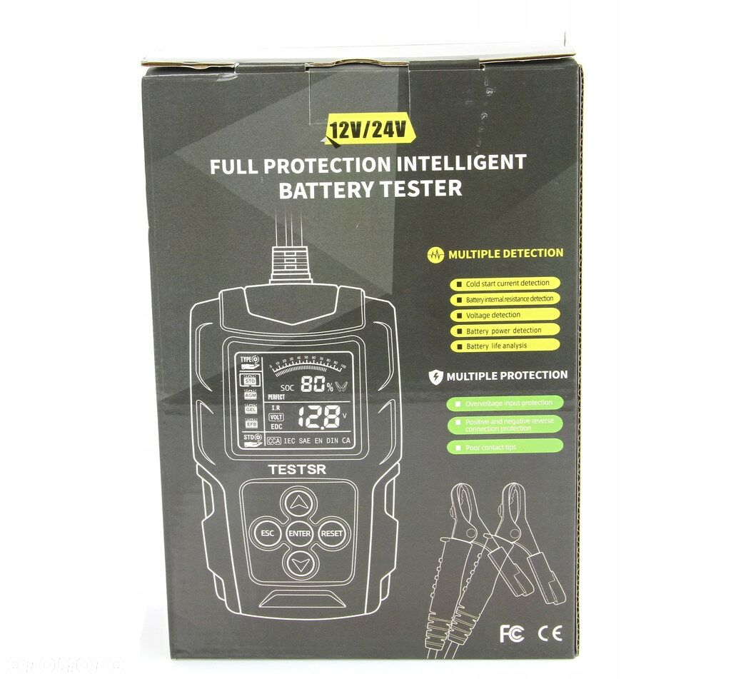 CYFROWY TESTER DO AKUMULATORÓW BATERII 12V 24V UNIWERSALNY 3Ah - 200Ah - 7