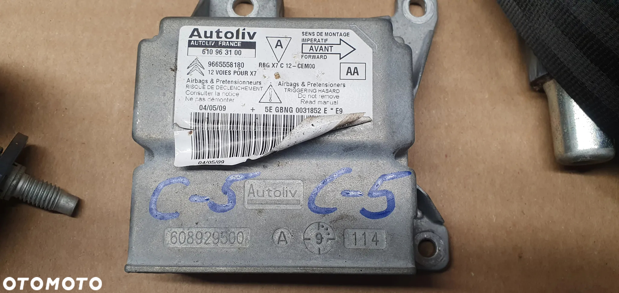 Konsola poduszki pasy AIRBAG  sensor zestaw naprawczy Citroen C5 III - 11