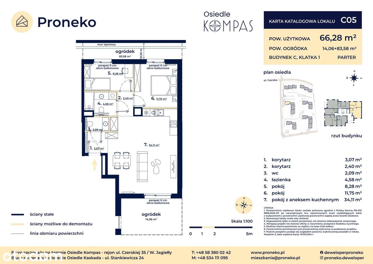 3-pokojowe mieszkanie 66m2 + 2 ogródki - Pełny obrazek: 2/11