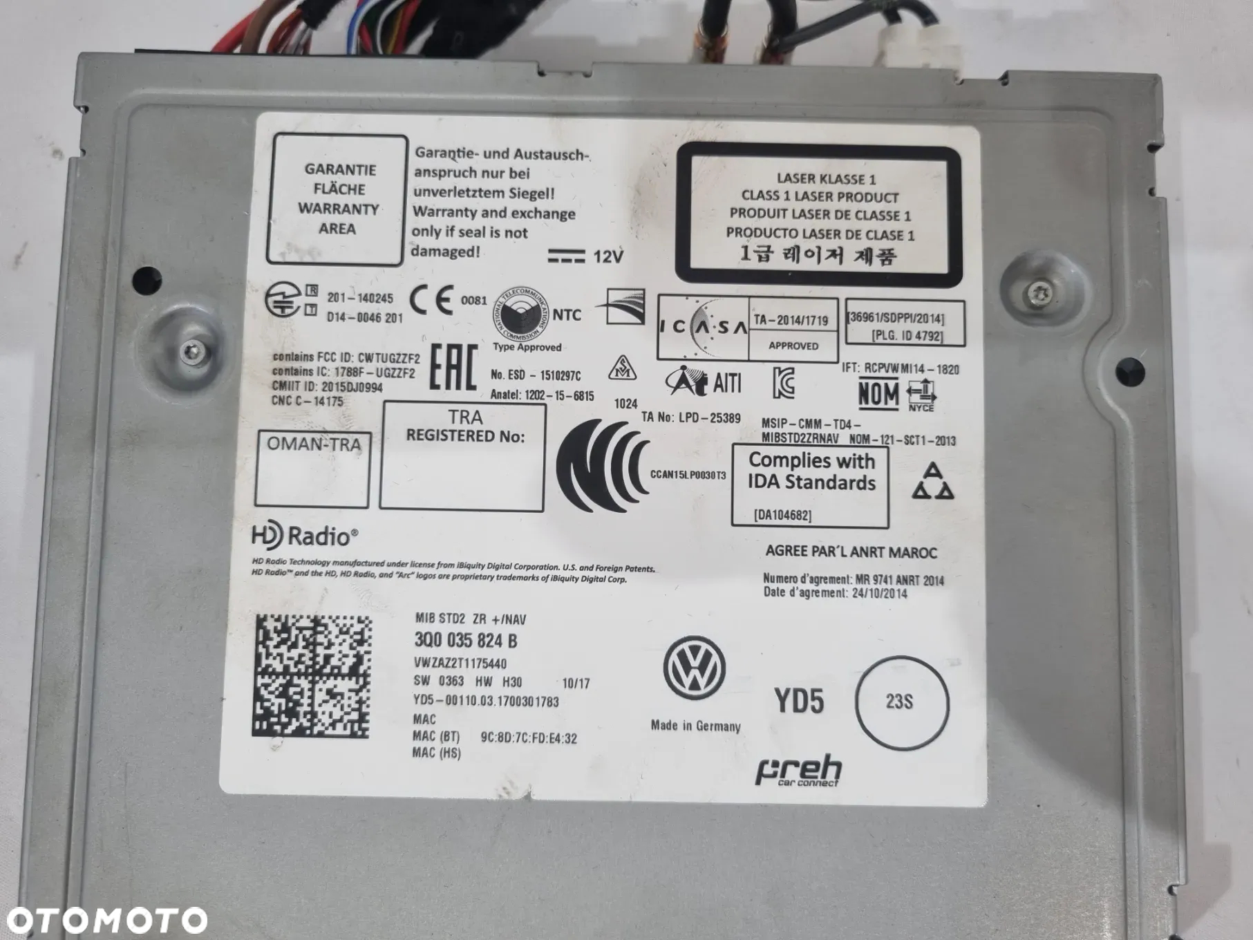 VW PASSAT B8 GOLF VII ARTEON T-ROC CZYTNIK MULTIMEDIA RADIO WYŚWIETLACZ 3Q0035824B 5G6919605A - 6
