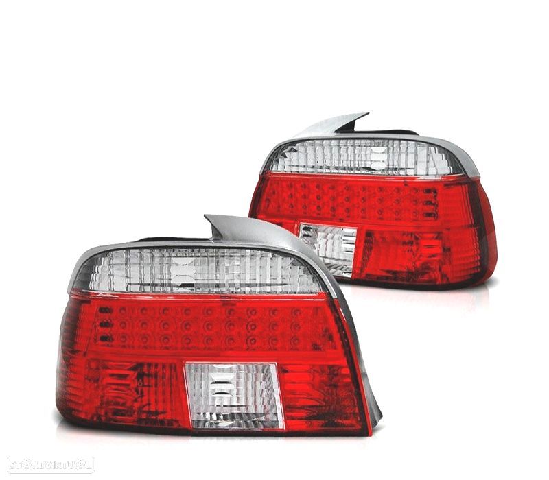 FAROLINS TRASEIROS LED BMW E39 95-00 VERMELHO CROMADO - 1