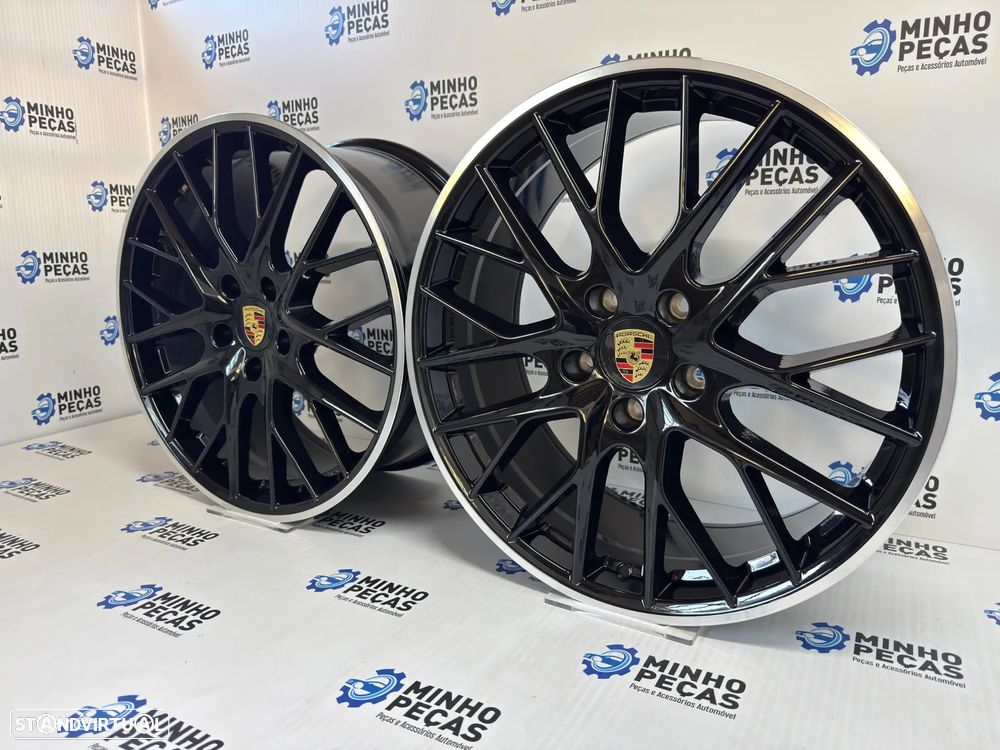 Jantes look Porsche Panamera em 21 (5x130) Preto Brilho Aro Polido - 2