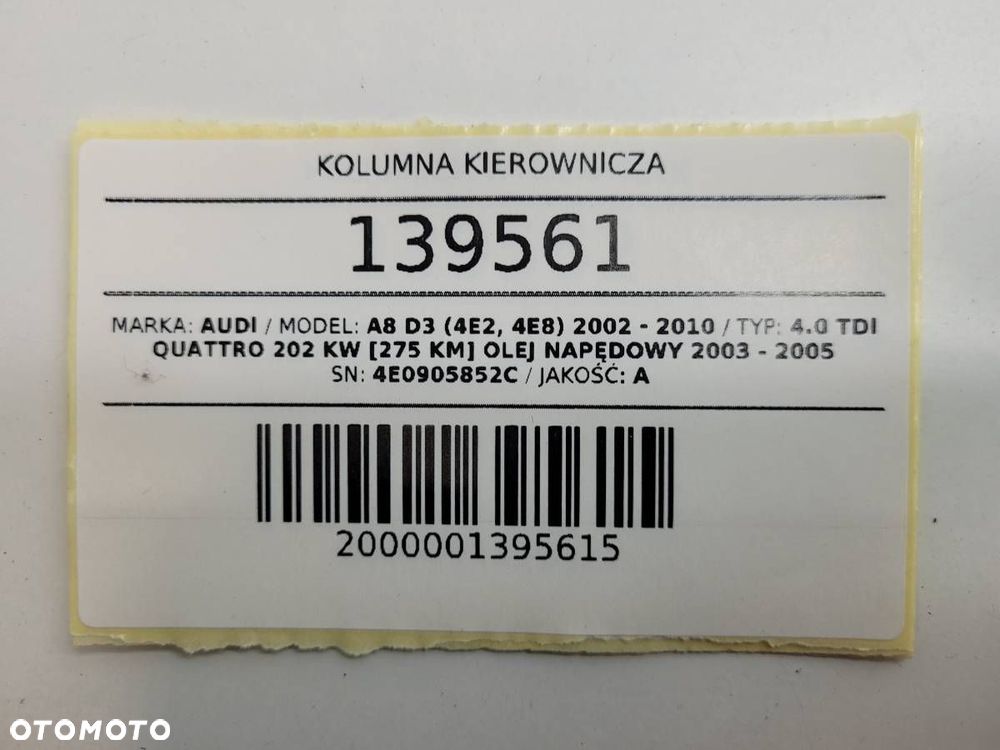 KOLUMNA KIEROWNICZA WSPOMAGANIE AUDI A8 D3 EU 4E0905852C - 9