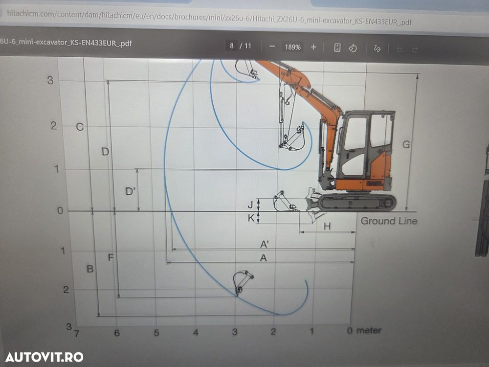 Hitachi ZX26U-6, 2023, 381h, CA NOU, CUPLA RAPIDA mecanica noua+3 cupe noi, Lama nivelare, inst picon pe brate, fara aer cond, latime 1,2m, ad sapare 3m, ridica 1,7t, masa operationala 2,7t, posibil leasing 4 ani-PROMOTIE 32.900 EUR+Tva - 31