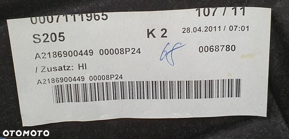 PÓŁKA TYLNA ROLETA MERCEDES CLS W218 A2186900449 - 6