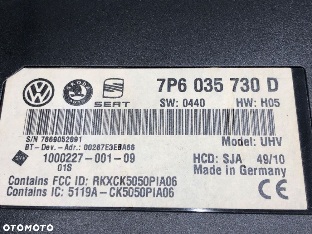 MODUŁ BLUETOOTH  VW TIGUAN (5N_) 2007 - 2018 2.0 TDI 4motion 103 kW [140 KM] olej napędowy 2007 - - 4
