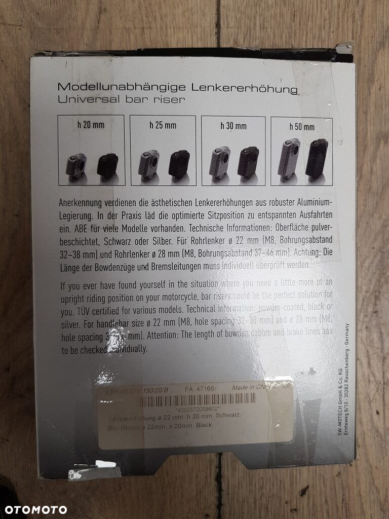 Risery podwyższenie kierownicy SW-Motech na kierownicę 22 mm - 8