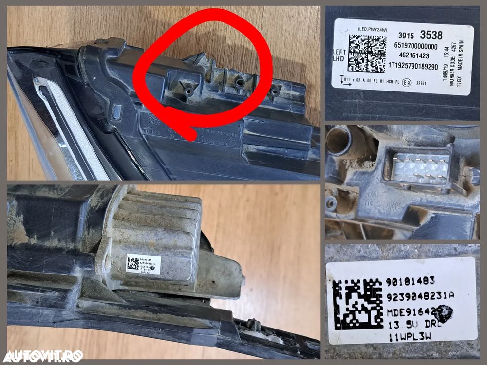 Far stanga full led valeo Opel Crossland X cu o ureche rupta ( vezi foto - se poate repara cu kit ) - 2