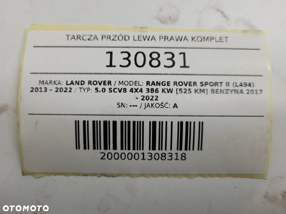 TARCZA TARCZE PRZÓD LEWA PRAWA KOMPLET RANGE ROVER SPORT II L494 380MM - 7