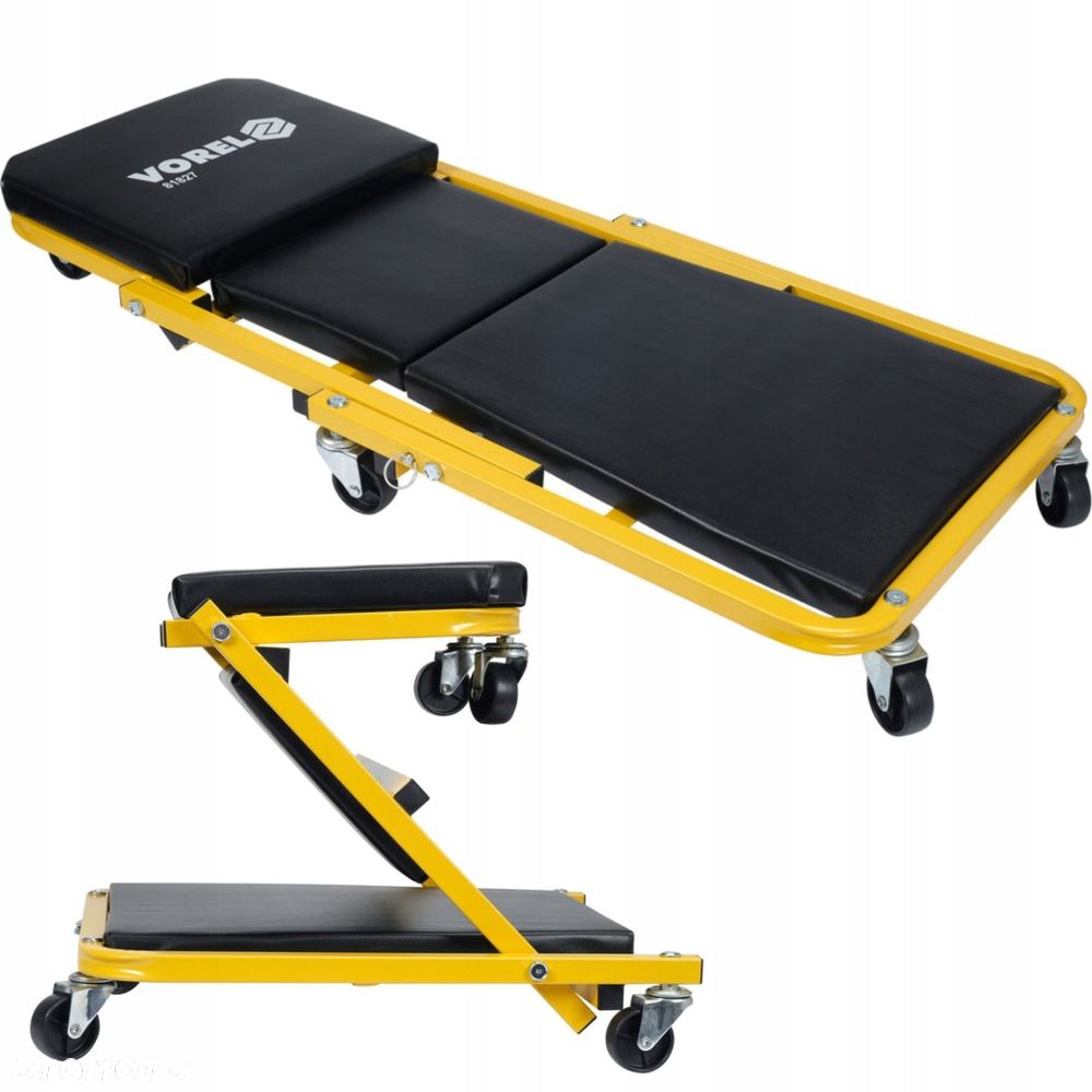 LEŻANKA WARSZTATOWA SKŁADANA SIEDZISKO TABORET STOŁEK WÓZEK 2w1 150kg 91x41 - 12